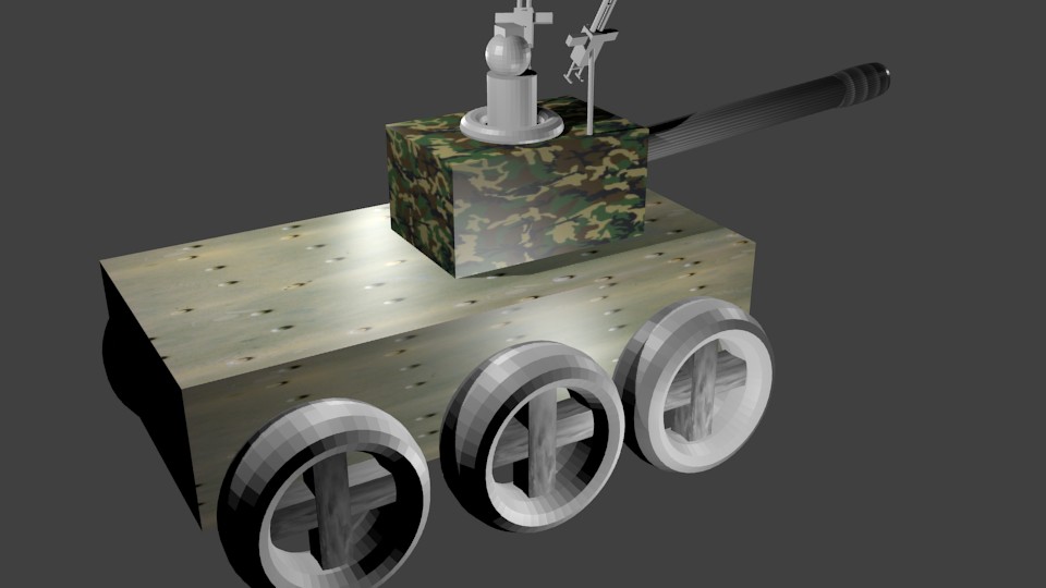 low-poly creative wheeled tank with commander (textured) preview image 2